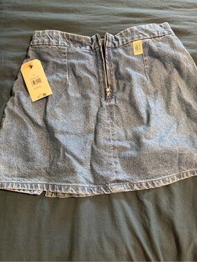 Billabong Light Blue Denim Mini Skirt with Front Zip